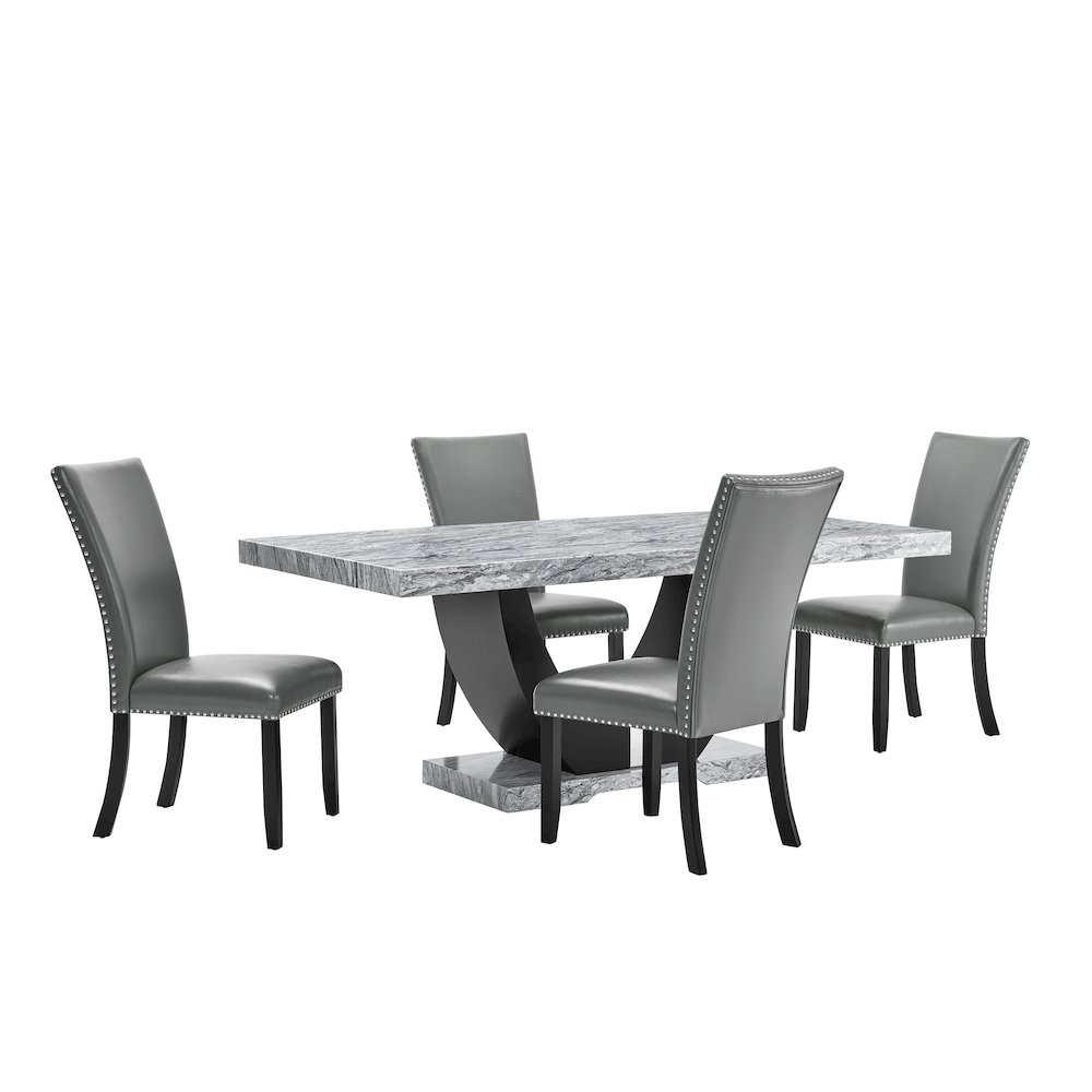 Lyra 5-Piece Wood Dining Table Set, Gray. Picture 1