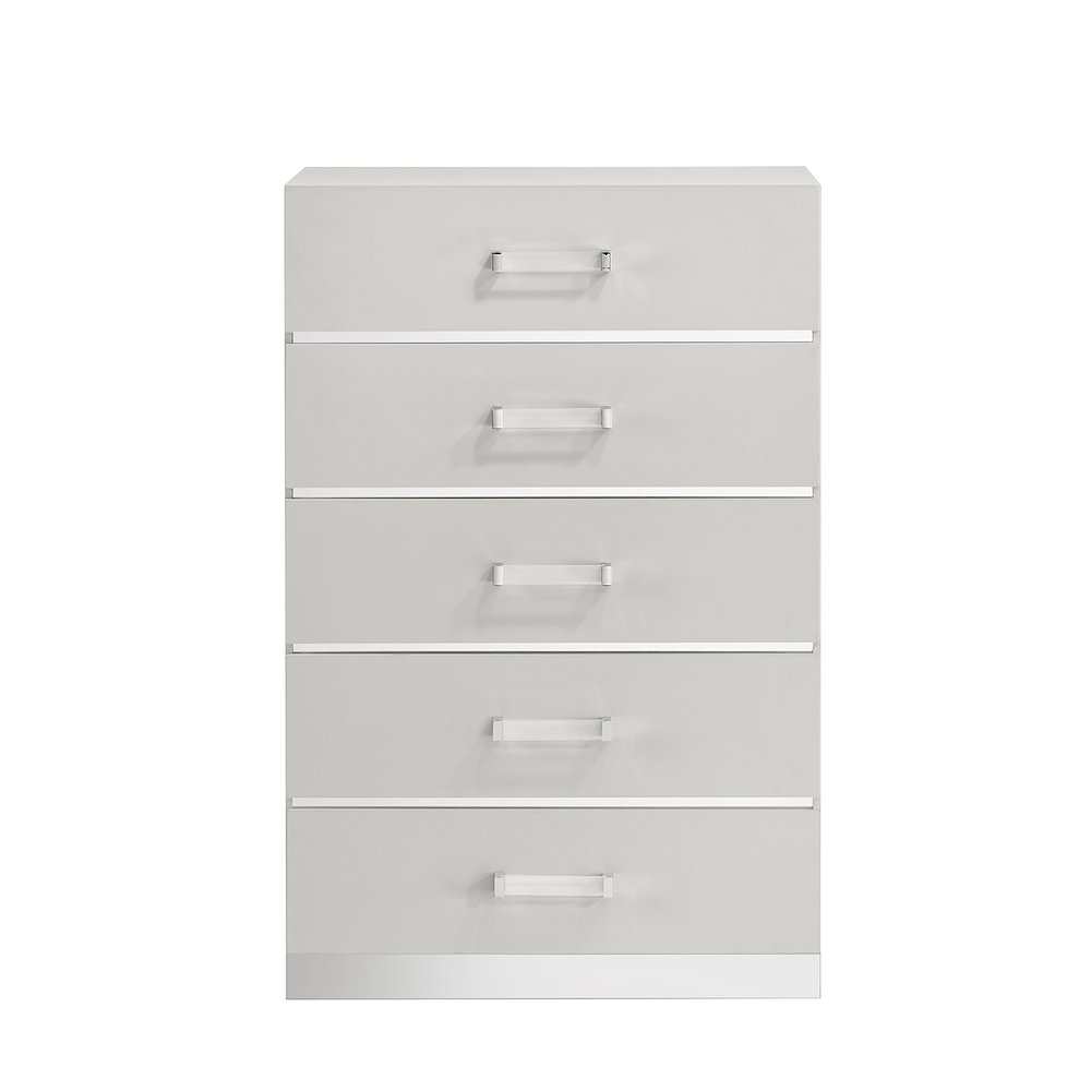 Europa Wood 5-Drawer Chest, White. Picture 2