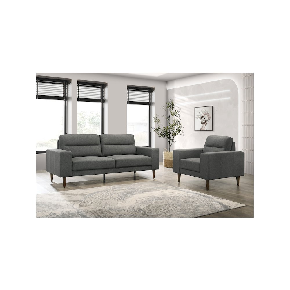 Vale 2-Piece Polyester Fabric Sofa and Chair Set, Gray. Picture 14