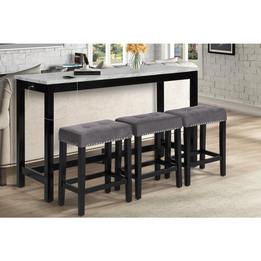 Furniture Celeste 4-Piece Faux Marble & Wood Bar Set in Gray. Picture 11