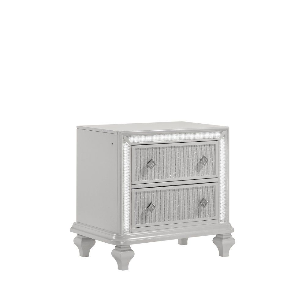 Stardust Wood 2-Drawer Nightstand, White. Picture 1
