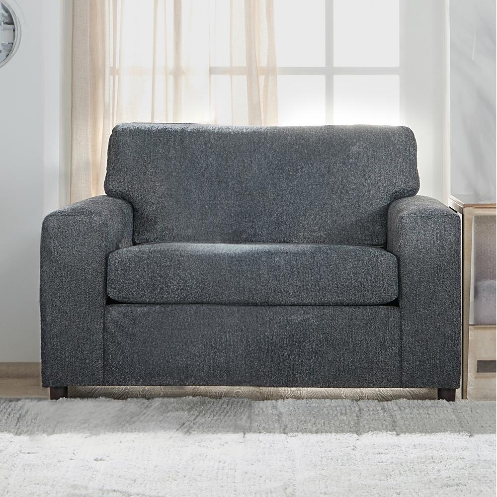 Kylo Gray Polyester Fabric Oversized Chair and a Half. Picture 1