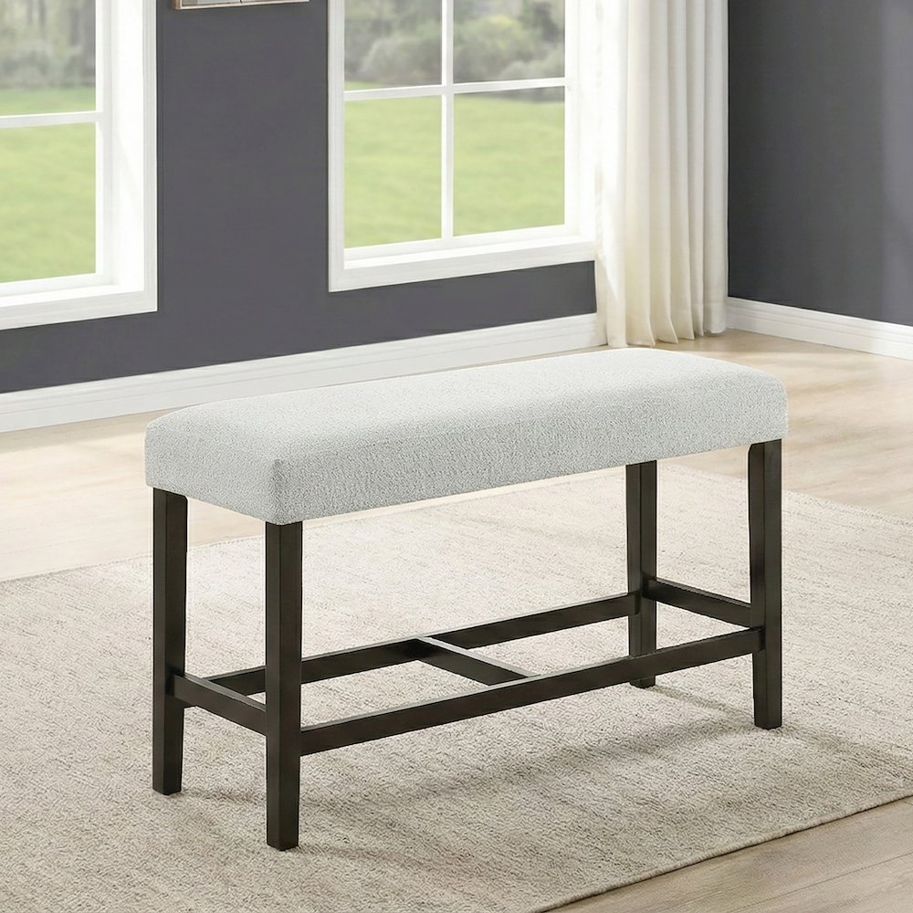 Carissa Counter Bench with Upholstered Seat in Stone. Picture 2