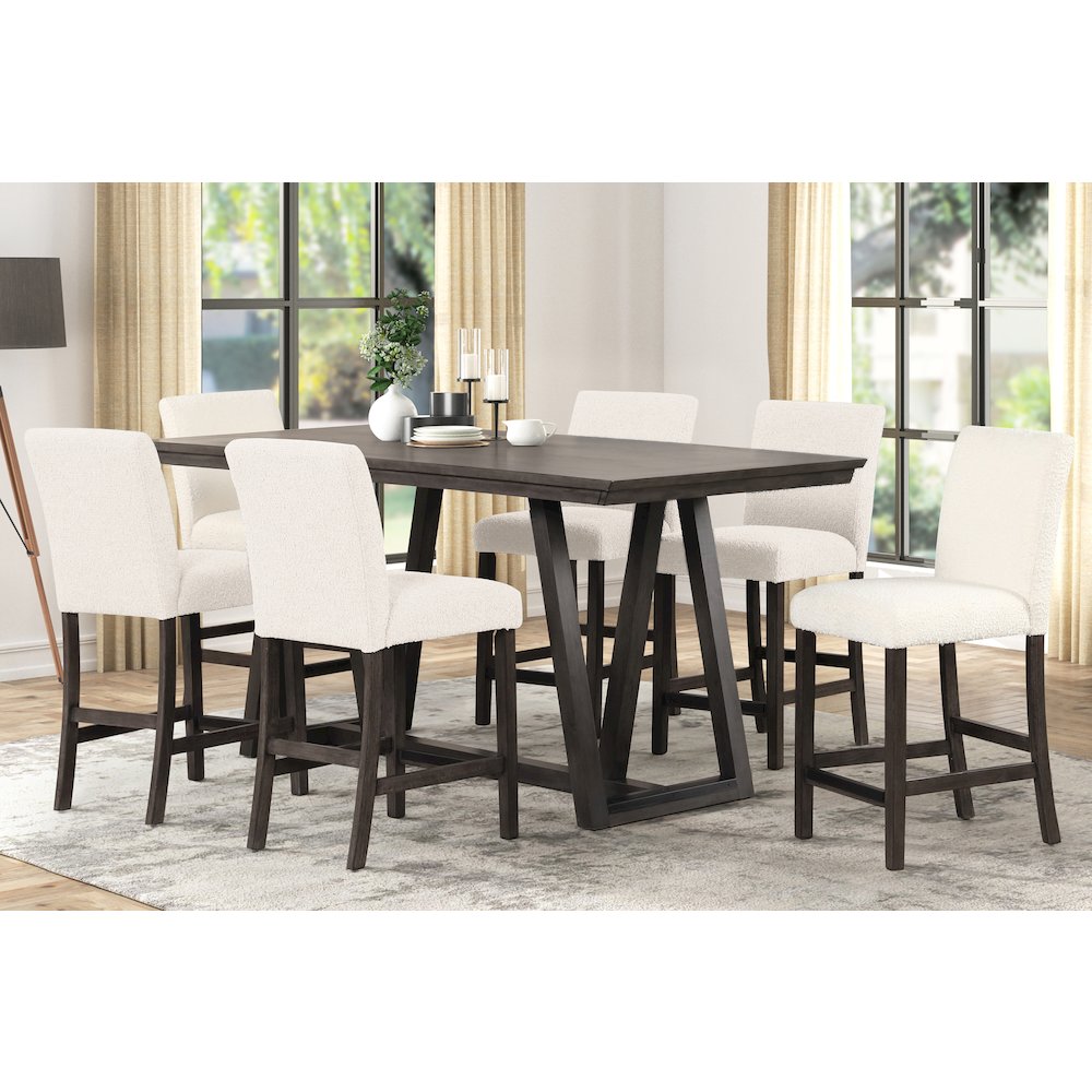 High Line 7-Pc Wood Rectangular Counter Table Set,White. Picture 2
