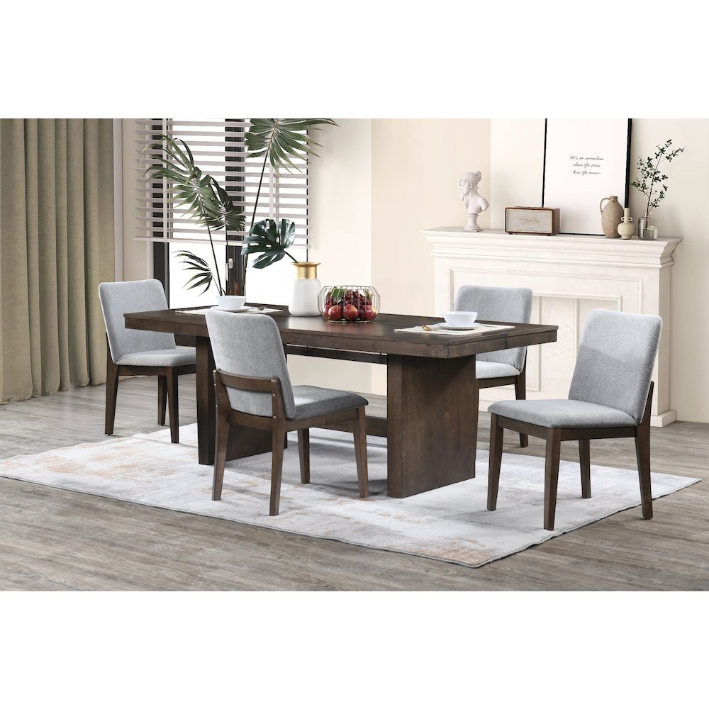 Kody 5-Piece Wood Dining Table Set in Walnut/Gray. Picture 13