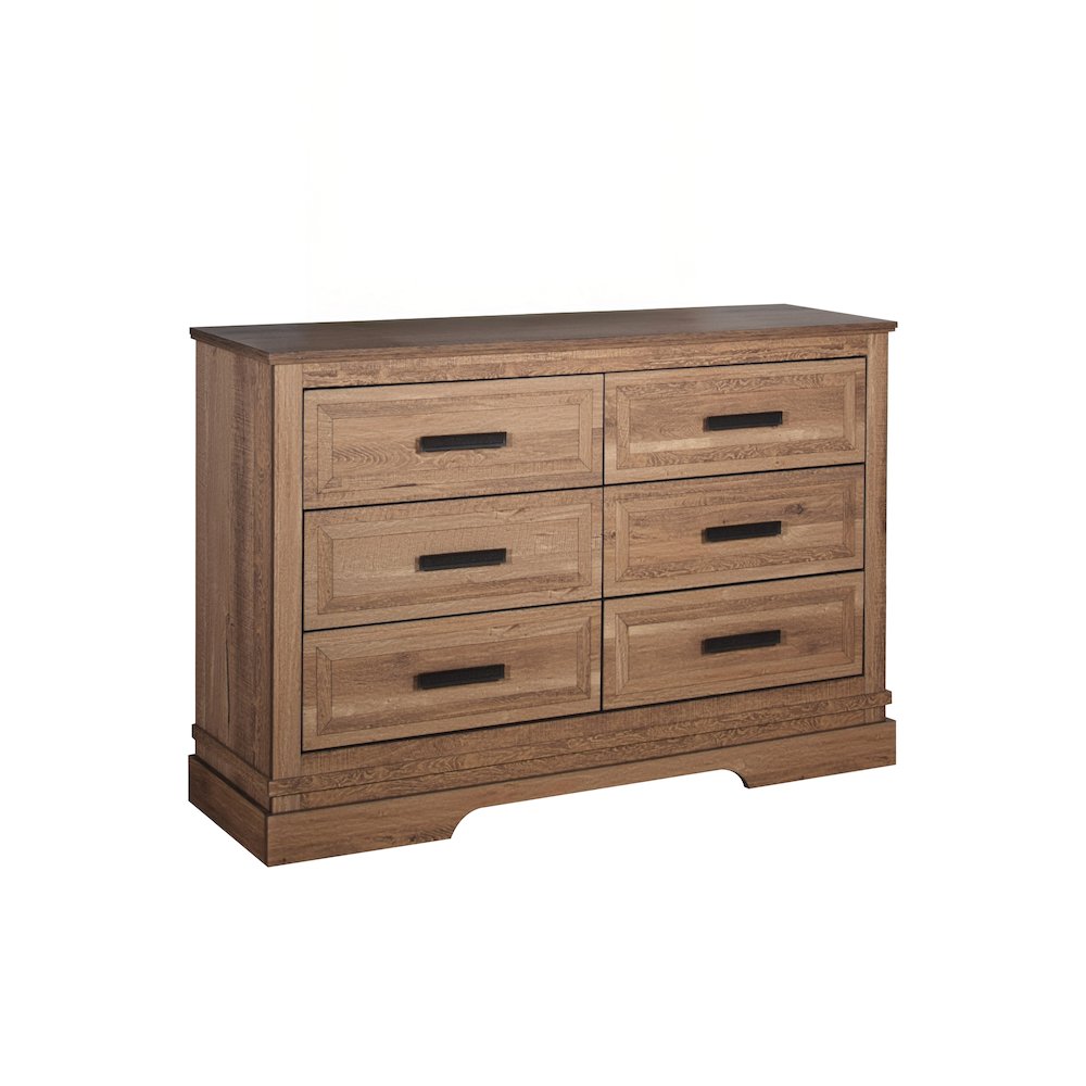 Coventry Hall Wood 6-Drawer Dresser in Pecan. Picture 1