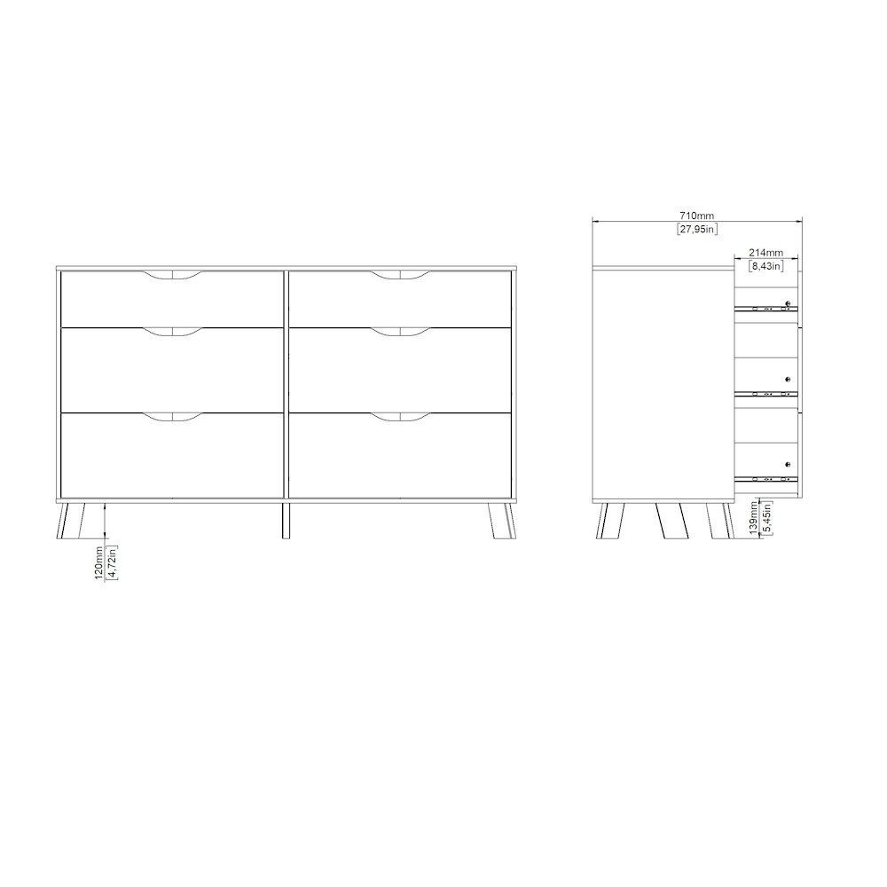 Ikast 6 Drawer Double Dresser, Jackson Hickory/White. Picture 14