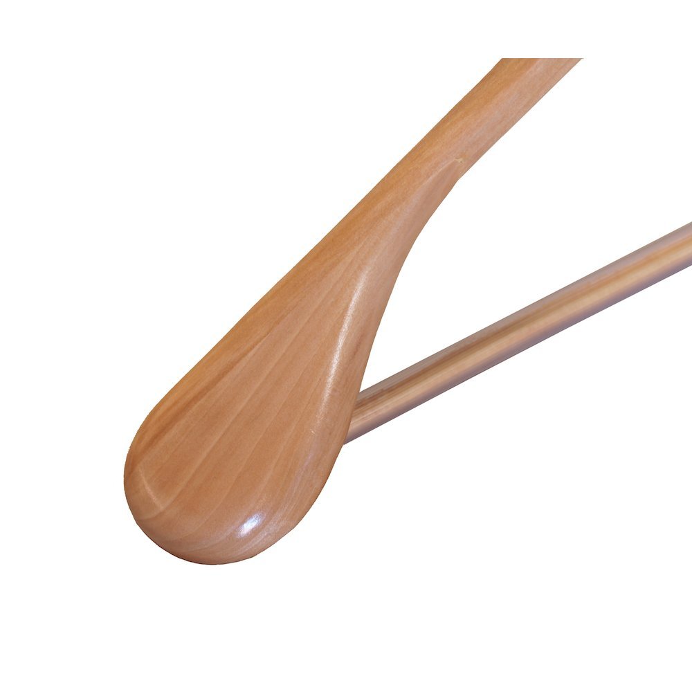 Libra Wide Shoulder Suit Hanger w/PVC Ribbed Bar Natural Finish, 12pcs/case. Picture 4