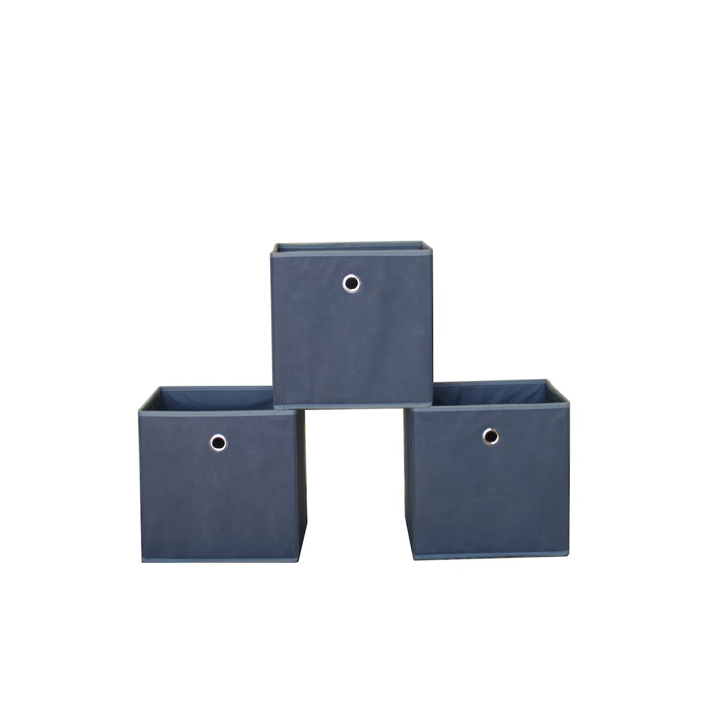 Colonial fabric bin, color: dark grey with light grey trim. Size: 11" x 11" x 11".. Picture 3