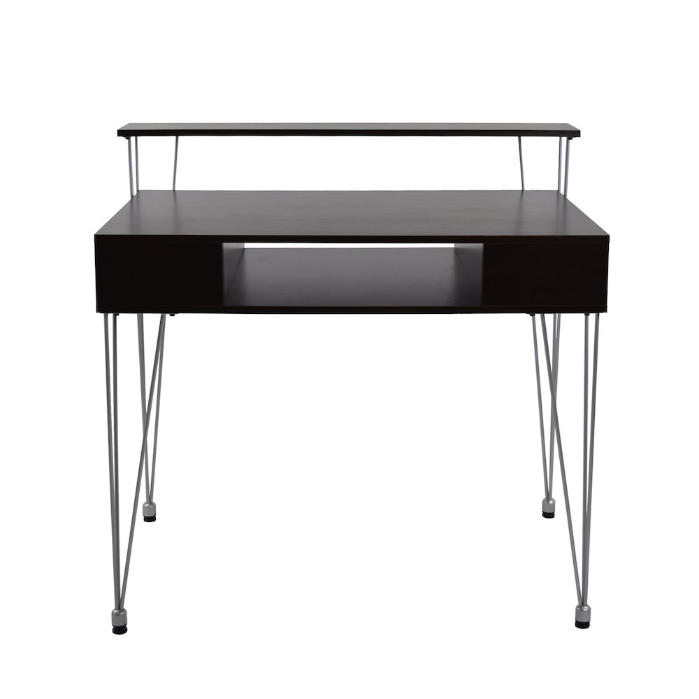 Marcus Jr. Desk with one large compartment and a raised hutch, metal legs. Picture 2