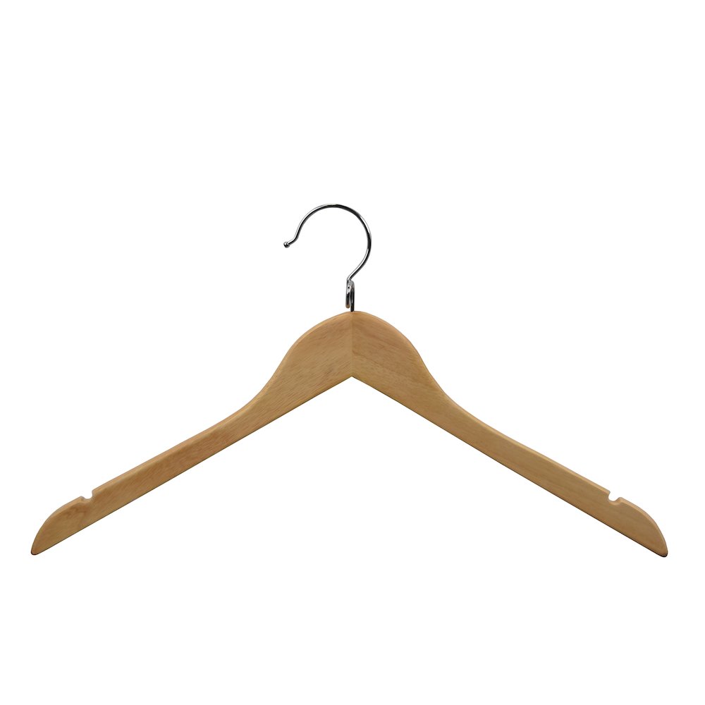 Kascade Wooden Hanger with a loop on the hook and shoulder notches in natural color finish, 50 pcs / box.. Picture 1