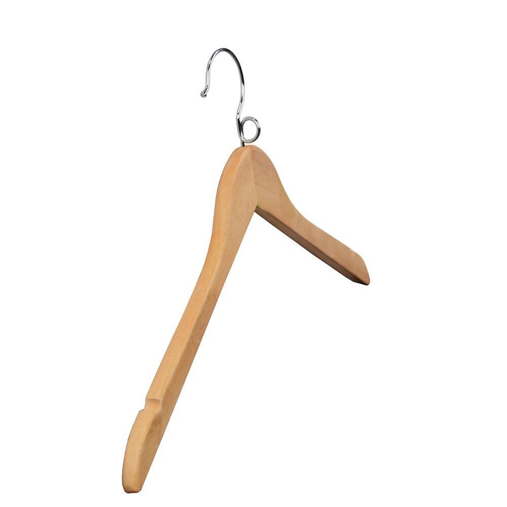 Kascade Wooden Hanger with a loop on the hook and shoulder notches in natural color finish, 50 pcs / box.. Picture 2
