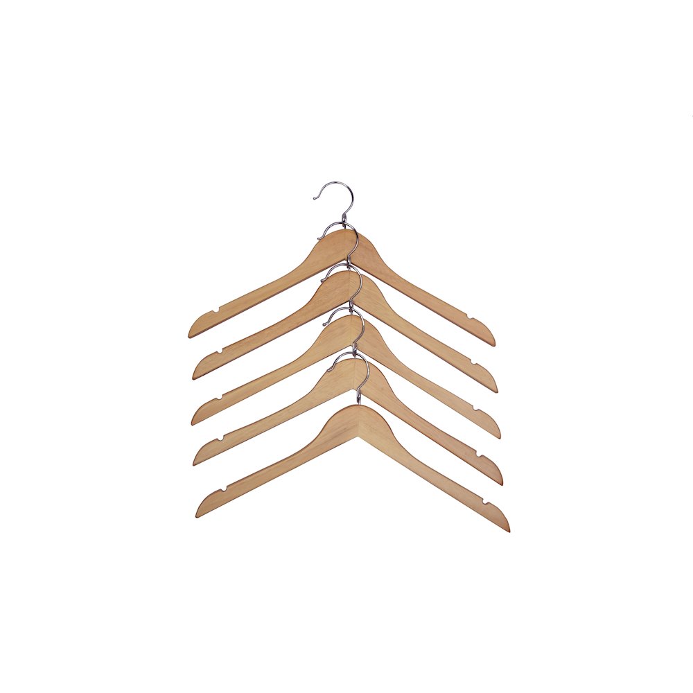Kascade Wooden Hanger with a loop on the hook and shoulder notches in natural color finish, 50 pcs / box.. Picture 3
