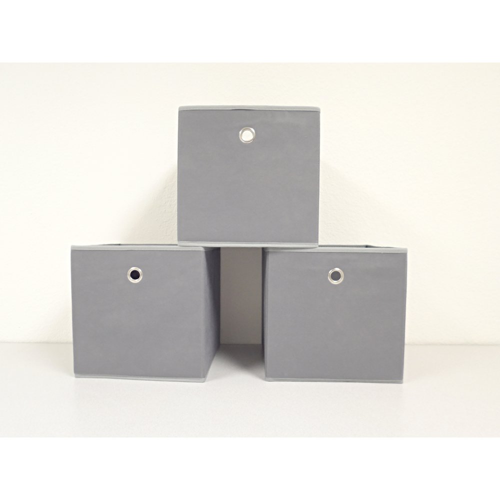 Colonial fabric bin, color: dark grey with light grey trim. Size: 11" x 11" x 11".. Picture 6