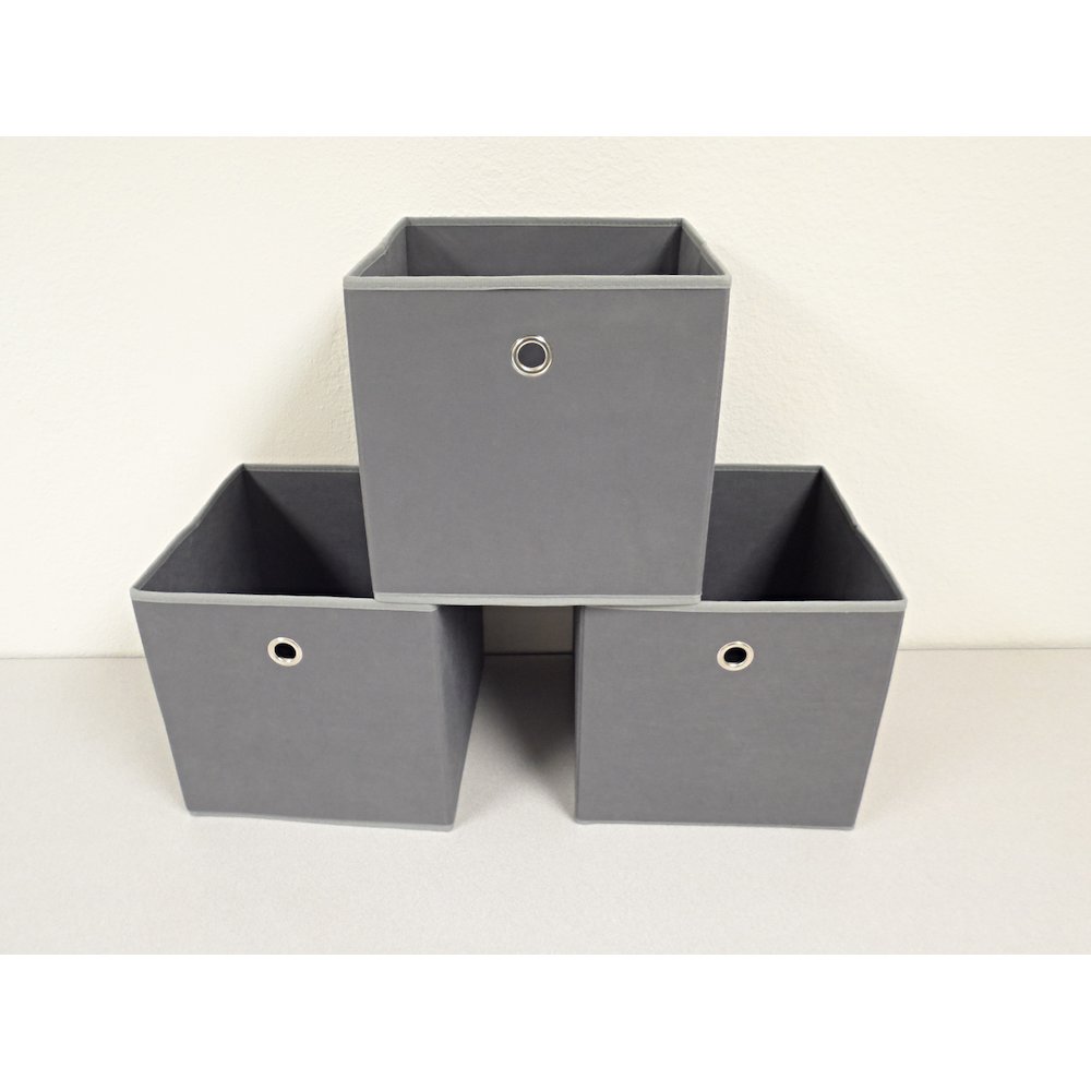 Colonial fabric bin, color: dark grey with light grey trim. Size: 11" x 11" x 11".. Picture 7