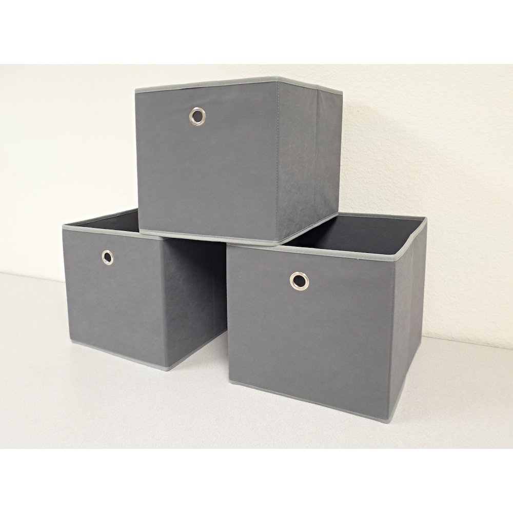Colonial fabric bin, color: dark grey with light grey trim. Size: 11" x 11" x 11".. Picture 8