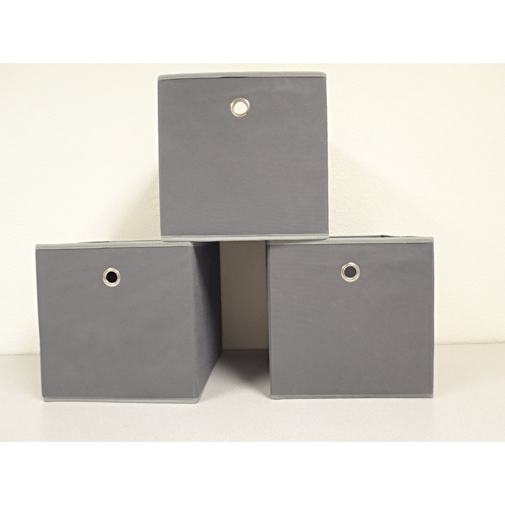 Colonial fabric bin, color: dark grey with light grey trim. Size: 11" x 11" x 11".. Picture 10