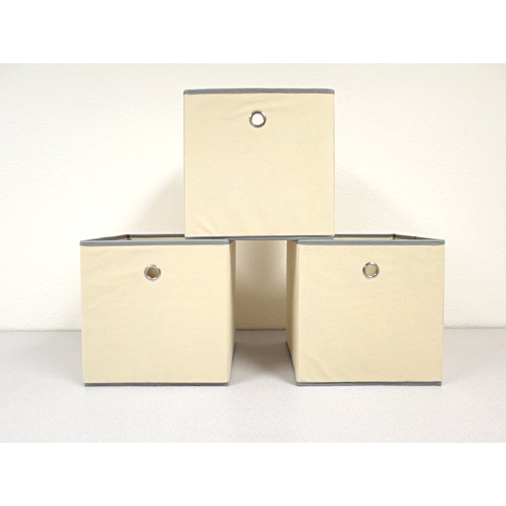 Colonial Fabric Bins in Beige. Picture 1