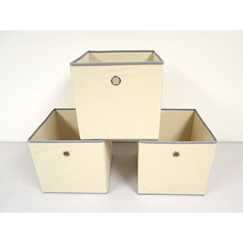 Colonial Fabric Bins in Beige. Picture 2