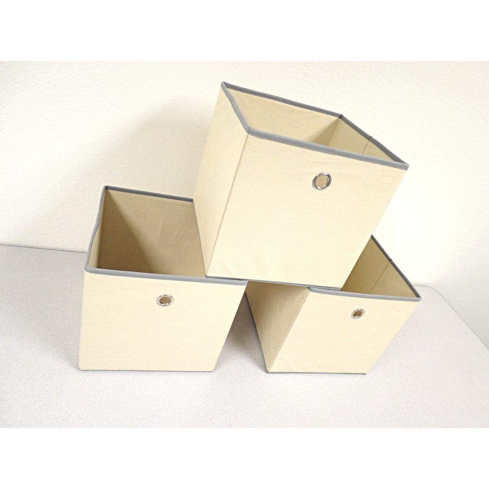 Colonial Fabric Bins in Beige. Picture 3