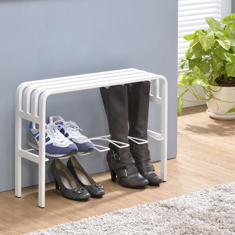 Horizon Entryway Bench with White Powder Coating on Sandblast Metal Tube. Picture 2