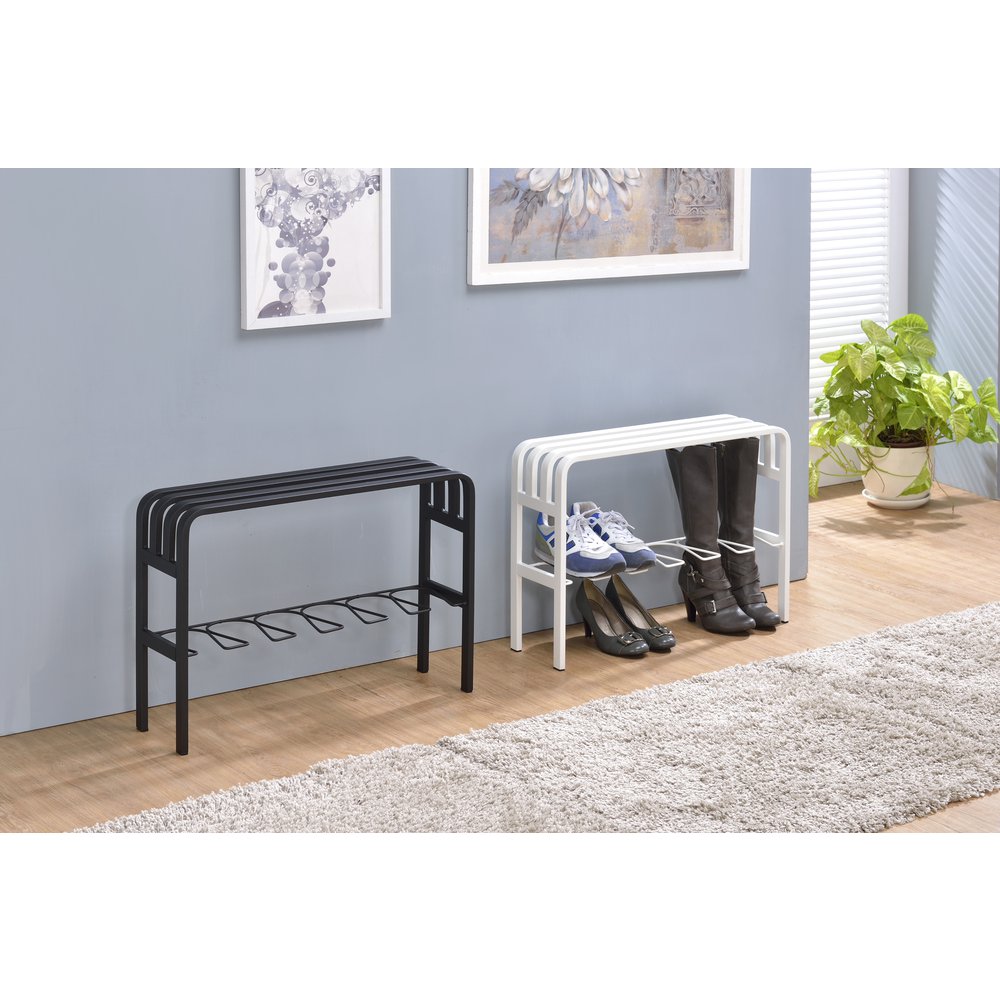 Horizon Entryway Bench with White Powder Coating on Sandblast Metal Tube. Picture 3