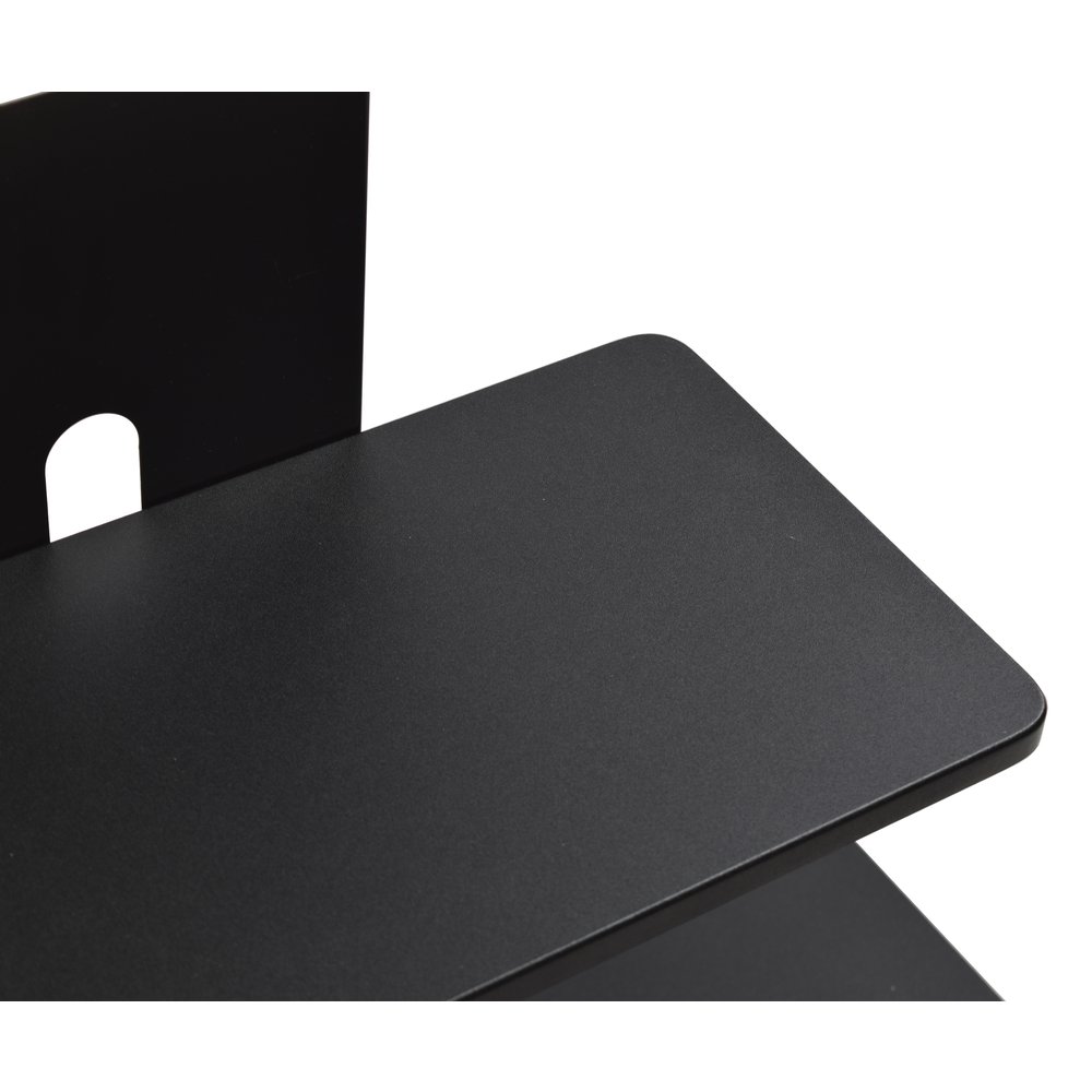 TV Stand with Mount with Two Shelves, Adjustable, in Black. Picture 4