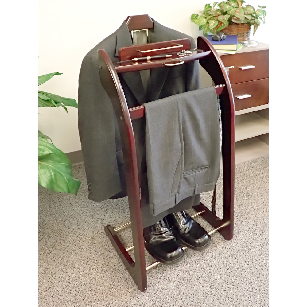 Wardrobe Valet with Brass Hardware - Mahogany. Picture 9