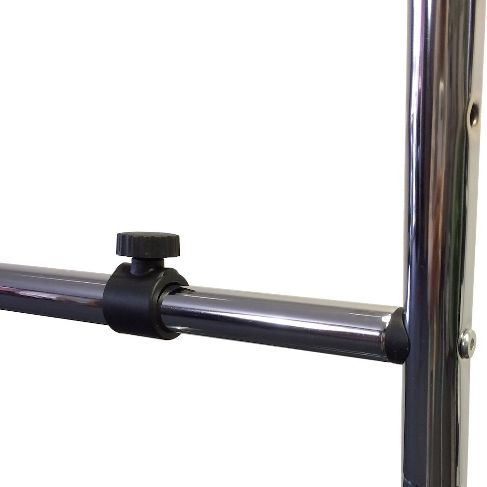 Adjustable garment rack, chrome finish with casters. Picture 3