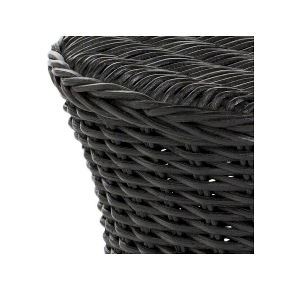 Home Collection Ruxton Black Rattan Round Coffee Table Ottoman. Picture 4