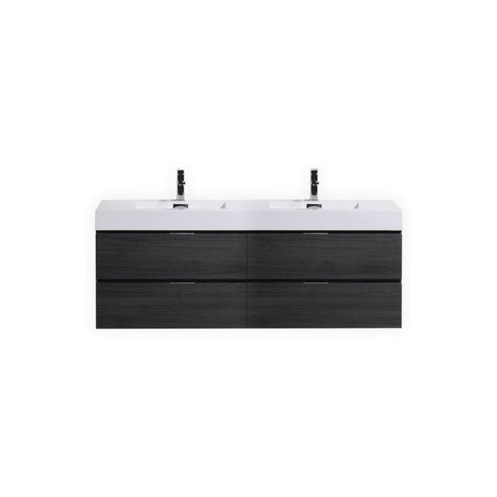 Bliss 72" Double  Sink Black Wall Mount Modern Bathroom Vanity. Picture 1
