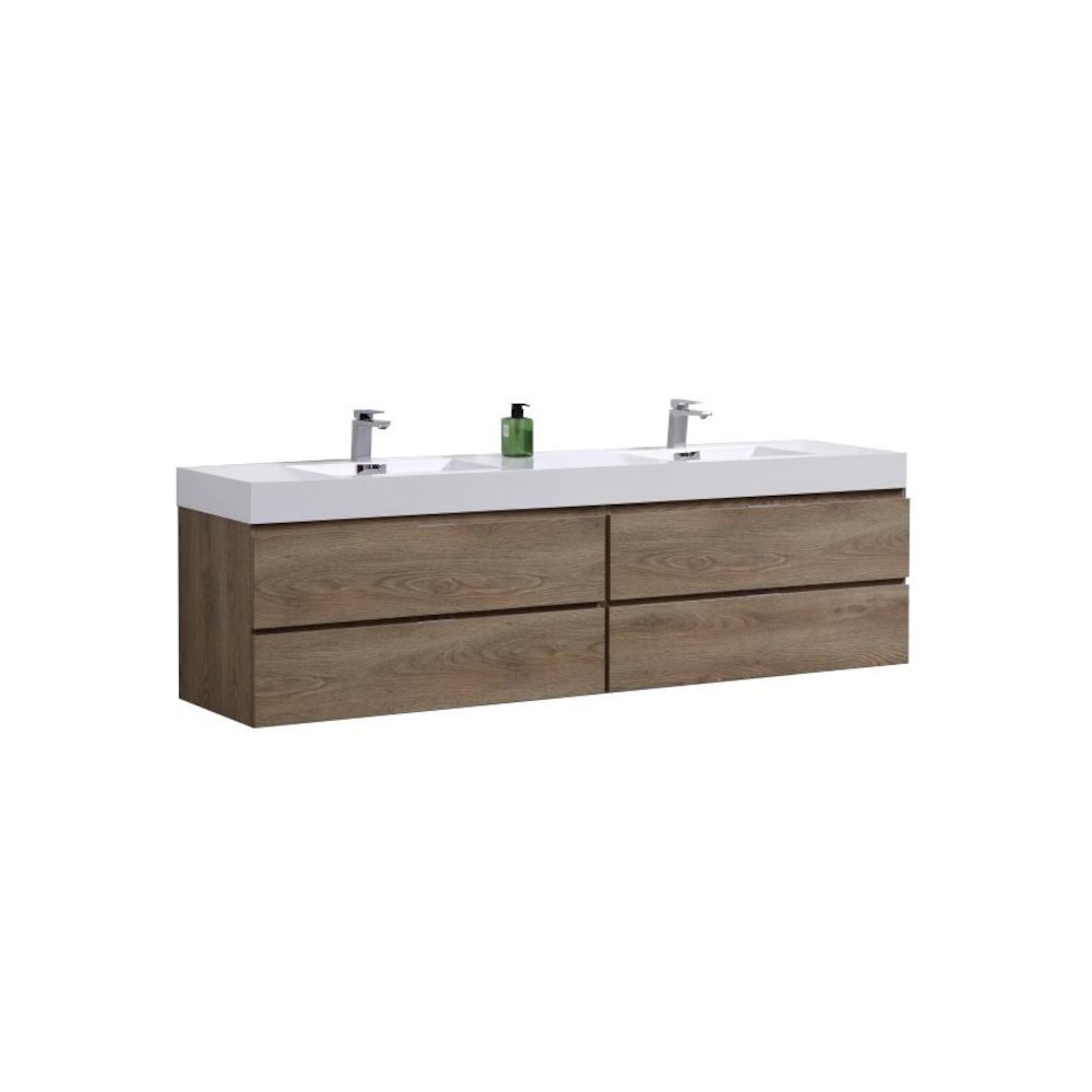Bliss 72" Double  Sink Butternut Wall Mount Modern Bathroom Vanity. Picture 1