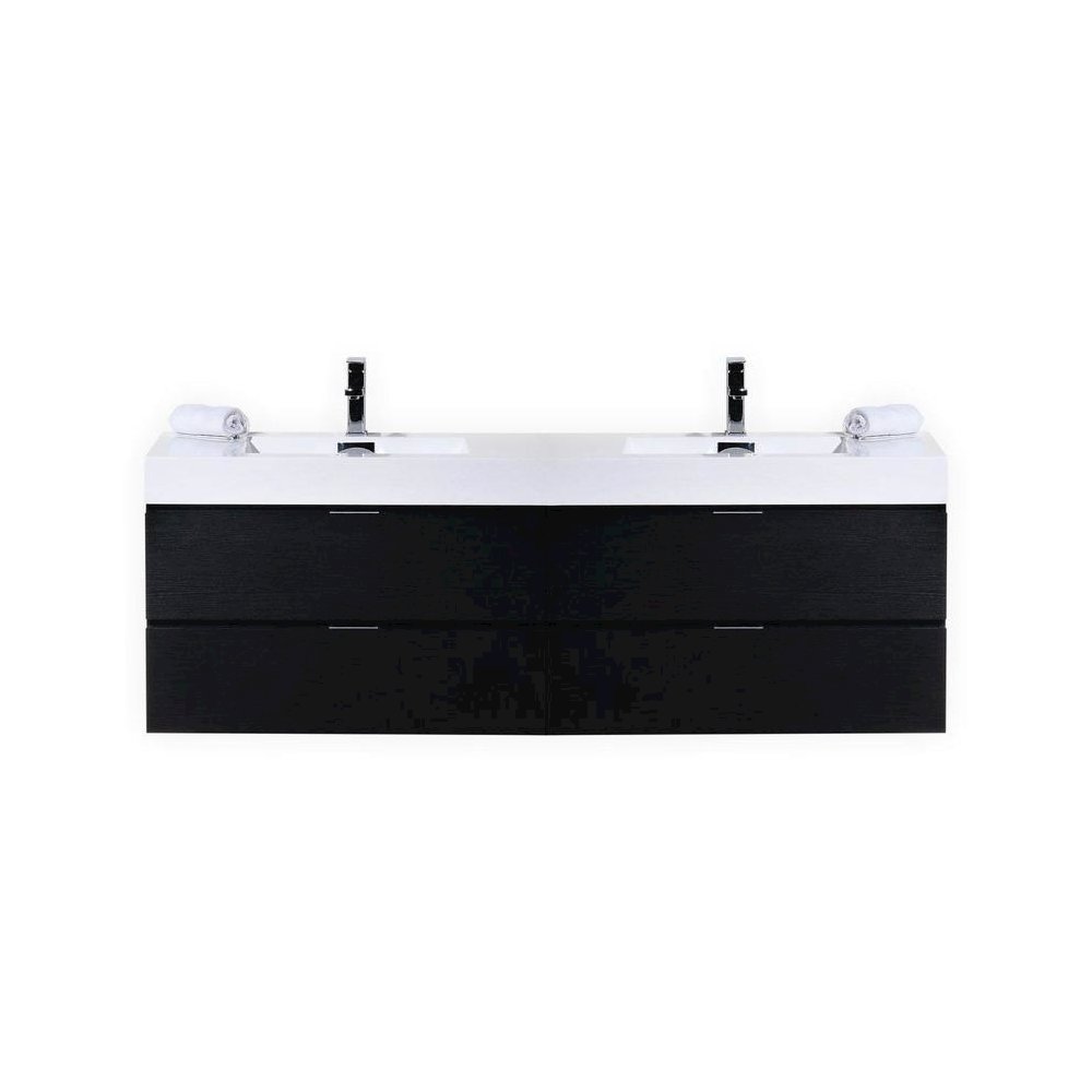 Bliss 80" Double  Sink Black Wall Mount Modern Bathroom Vanity. Picture 1