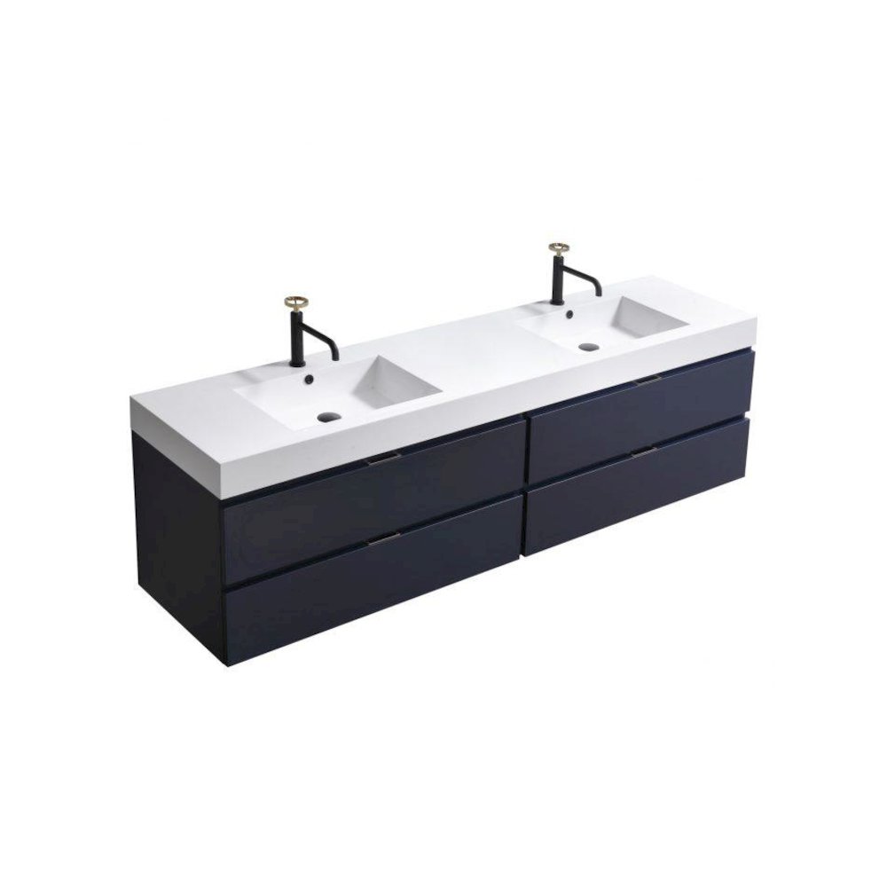 Bliss 80" Double  Sink Blue  Wall Mount Modern Bathroom Vanity. Picture 1