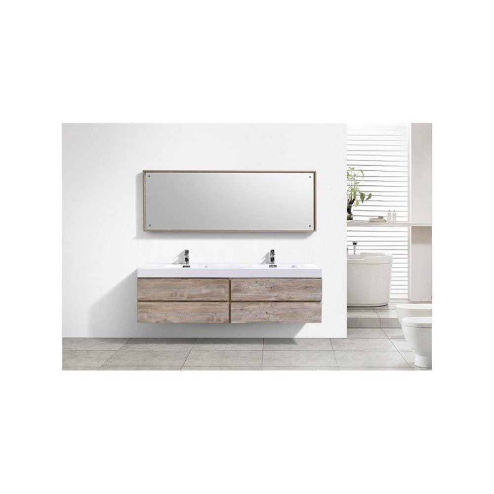 Bliss 80" Double  Sink Nature Wood Wall Mount Modern Bathroom Vanity. Picture 1