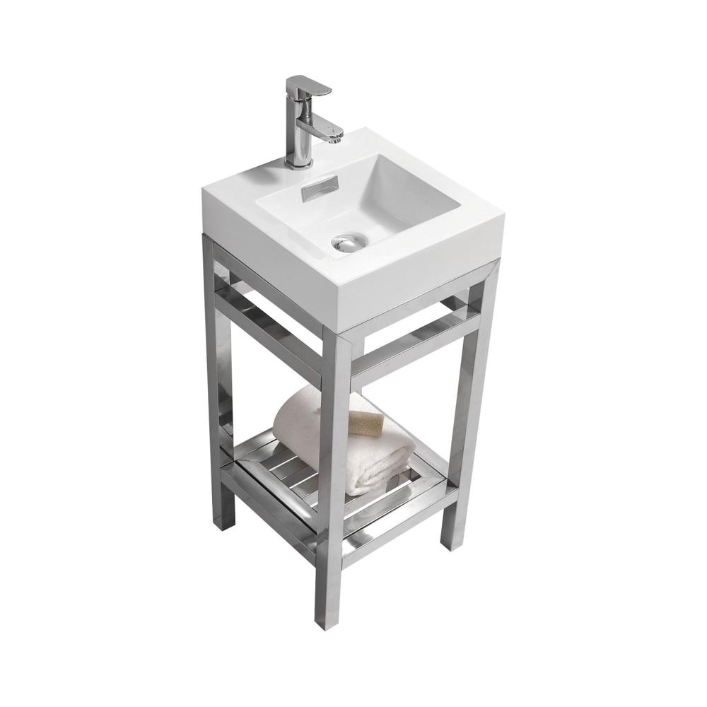Cisco 16" Stainless Steel Console with Acrylic Sink - Chrome. Picture 1