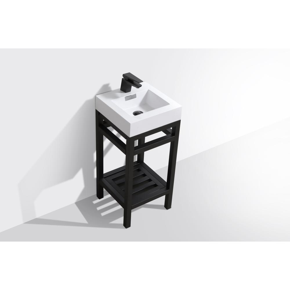 Cisco 16" Stainless Steel Console with Acrylic Sink - Matt Black. Picture 3