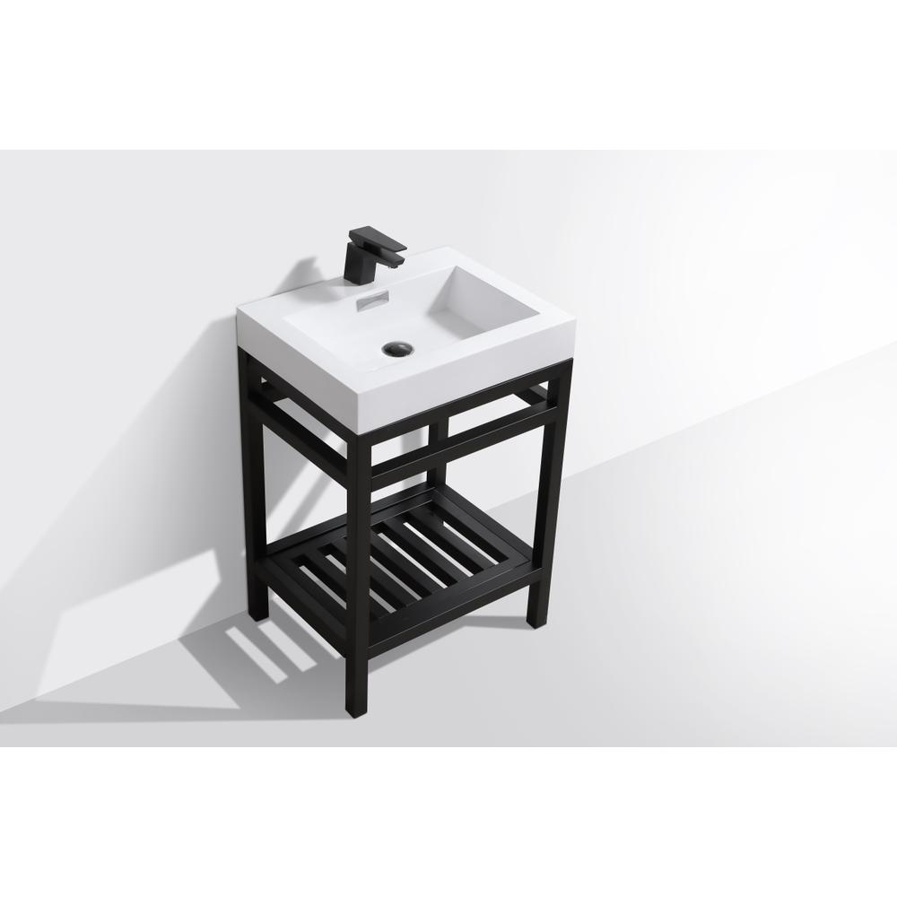 Cisco 24" Stainless Steel Console with Acrylic Sink - Matt Black. Picture 3