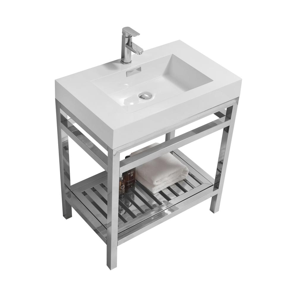 Cisco 30" Stainless Steel Console with Acrylic Sink - Chrome. Picture 1