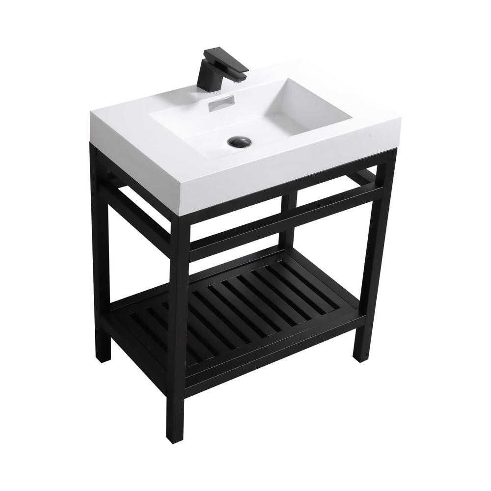 Cisco 30" Stainless Steel Console with Acrylic Sink - Matt Black. Picture 1