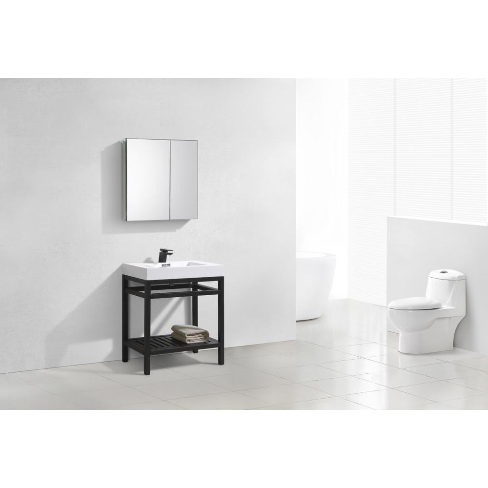 Cisco 30" Stainless Steel Console with Acrylic Sink - Matt Black. Picture 2