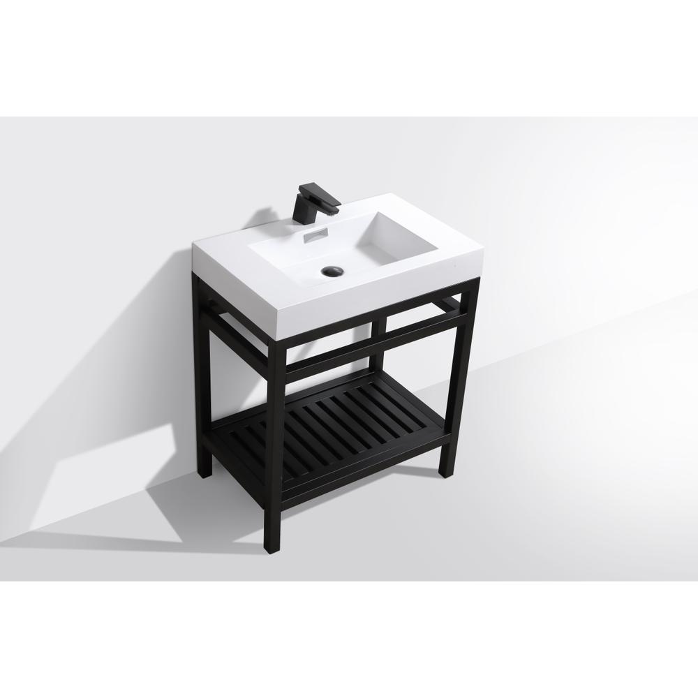 Cisco 30" Stainless Steel Console with Acrylic Sink - Matt Black. Picture 3