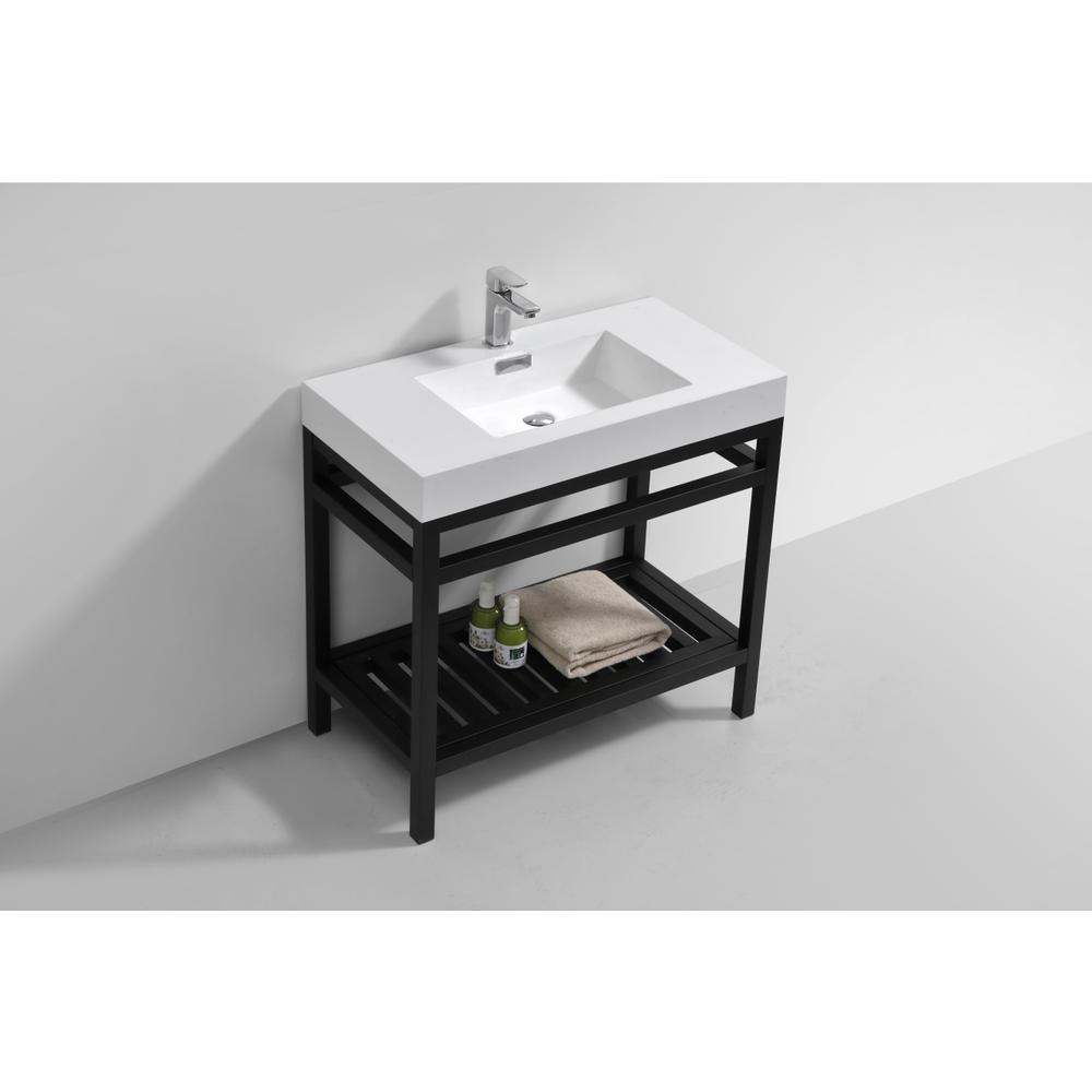Cisco 36" Stainless Steel Console with Acrylic Sink - Matt Black. Picture 2