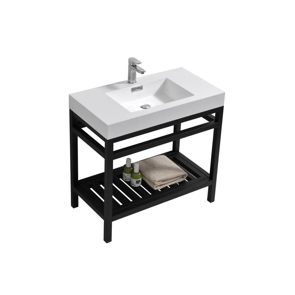 Cisco 36" Stainless Steel Console with Acrylic Sink - Matt Black. Picture 3