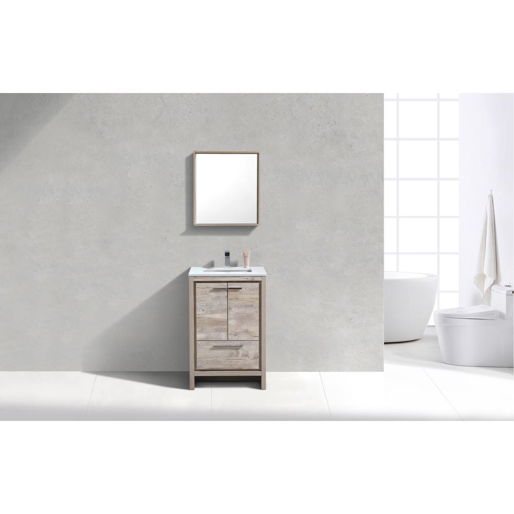 24″ Nature Wood Modern Bathroom Vanity with White Quartz Counter-Top. Picture 2