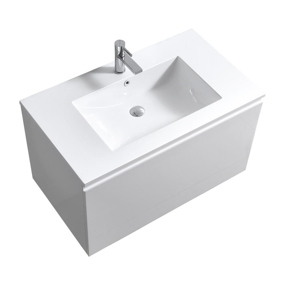 Balli 36'' Wall Mount Modern Bathroom Vanity in Gloss White Finish. Picture 1