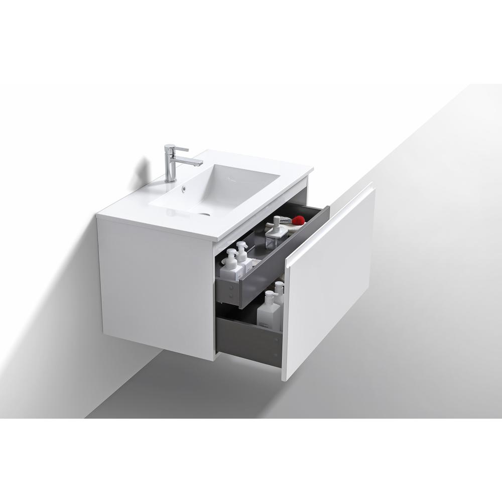 Balli 36'' Wall Mount Modern Bathroom Vanity in Gloss White Finish. Picture 5