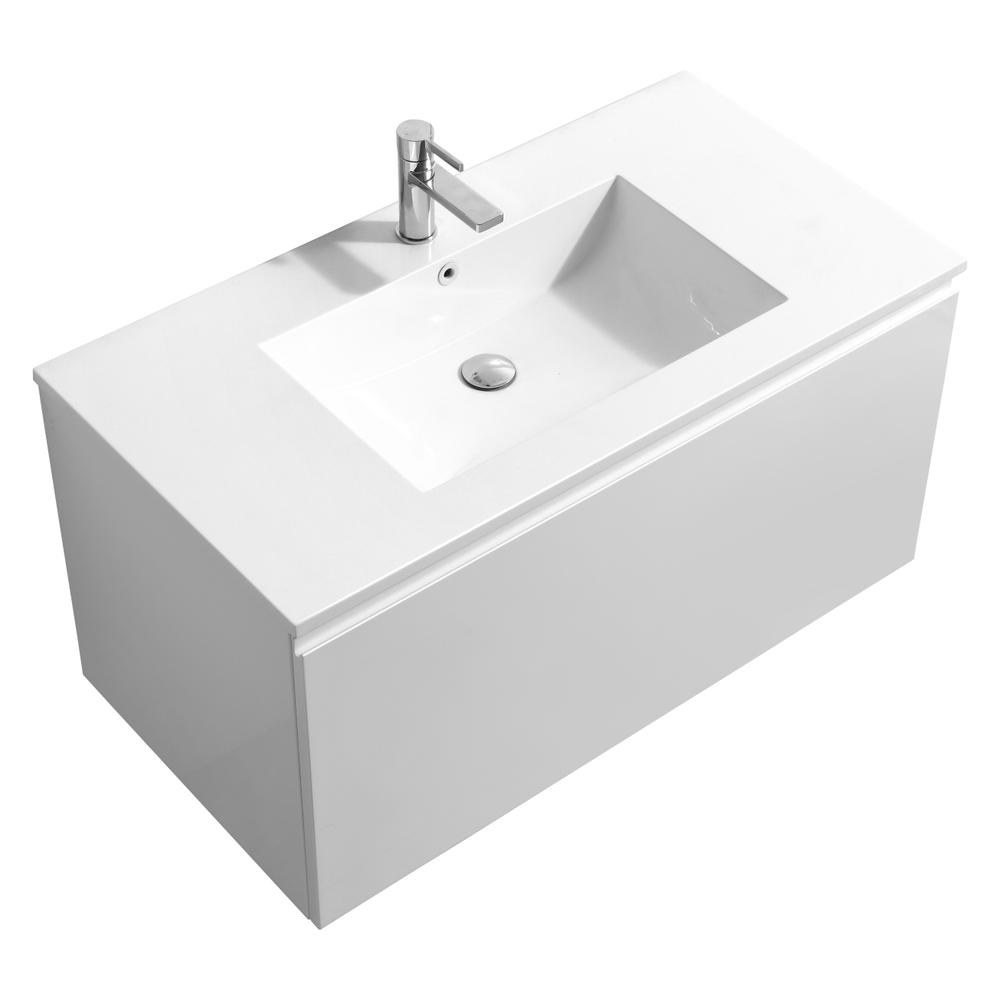 Balli 40'' Wall Mount Modern Bathroom Vanity in Gloss White Finish. Picture 1