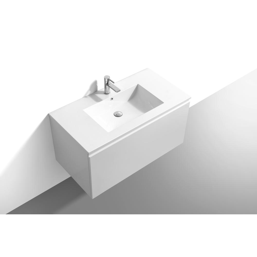 Balli 40'' Wall Mount Modern Bathroom Vanity in Gloss White Finish. Picture 4