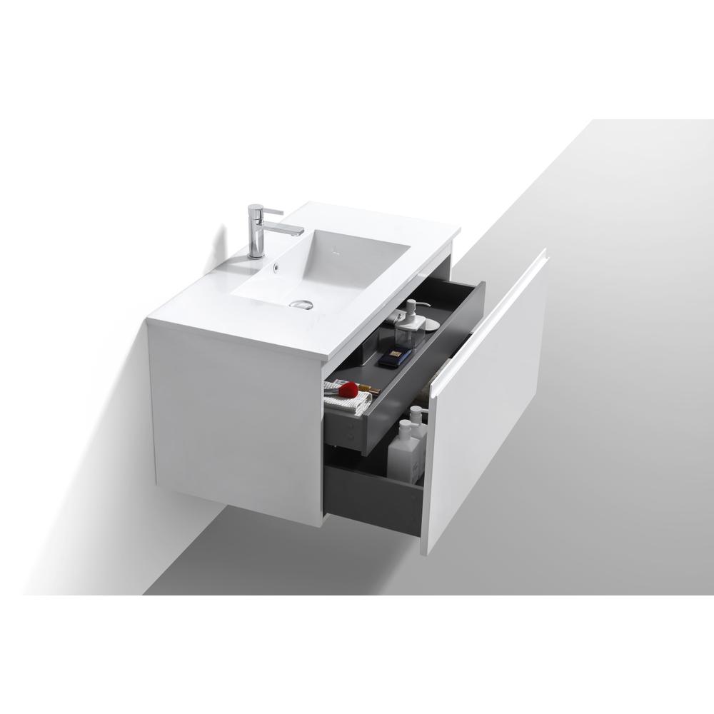 Balli 40'' Wall Mount Modern Bathroom Vanity in Gloss White Finish. Picture 5